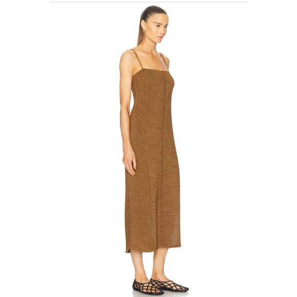 Proenza Schouler Suki Dress in Ochre Viscose Ribbon Knit M - Picture 3 of 4